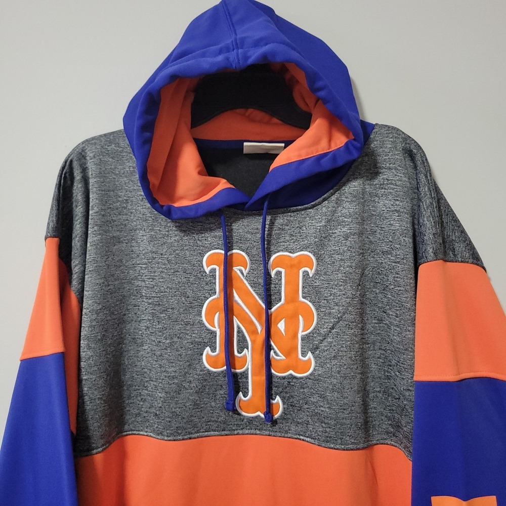 Fanatics NY Mets Hoodie Mens 2XLT Blue Orange Pullover Colorblock Logo - Picture 2 of 9